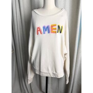 Blank Paige Amen Cream Graphic Sweatshirt Womens Medium Made in USA Pullover